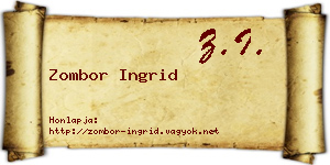Zombor Ingrid névjegykártya
